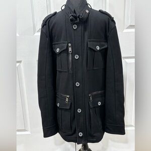 INC International Concepts Men's  Black wool blend Military Field Jacket size XL